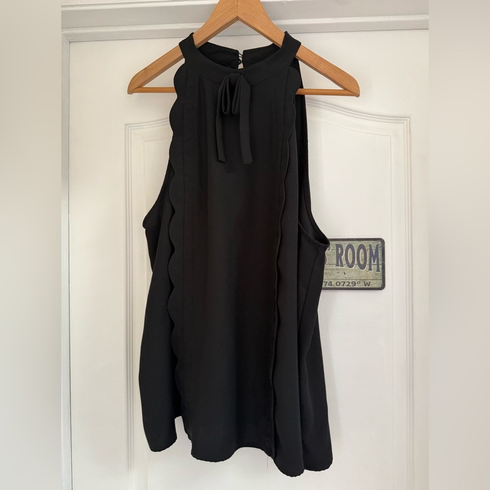 Victoria Beckham Black Scalloped Blouse